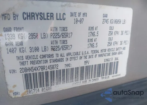 2008 Dodge Grand Caravan Sxt from USA, damaged, VIN 2D8HN54X78R145872